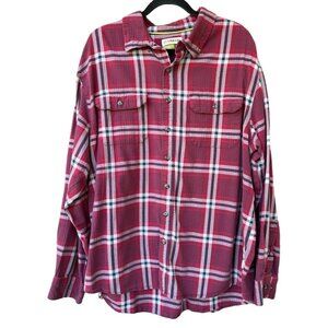 Magellan Outdoors Mens Plaid Button-Down Shirt XL Classic Fit Cotton Blend Burgu